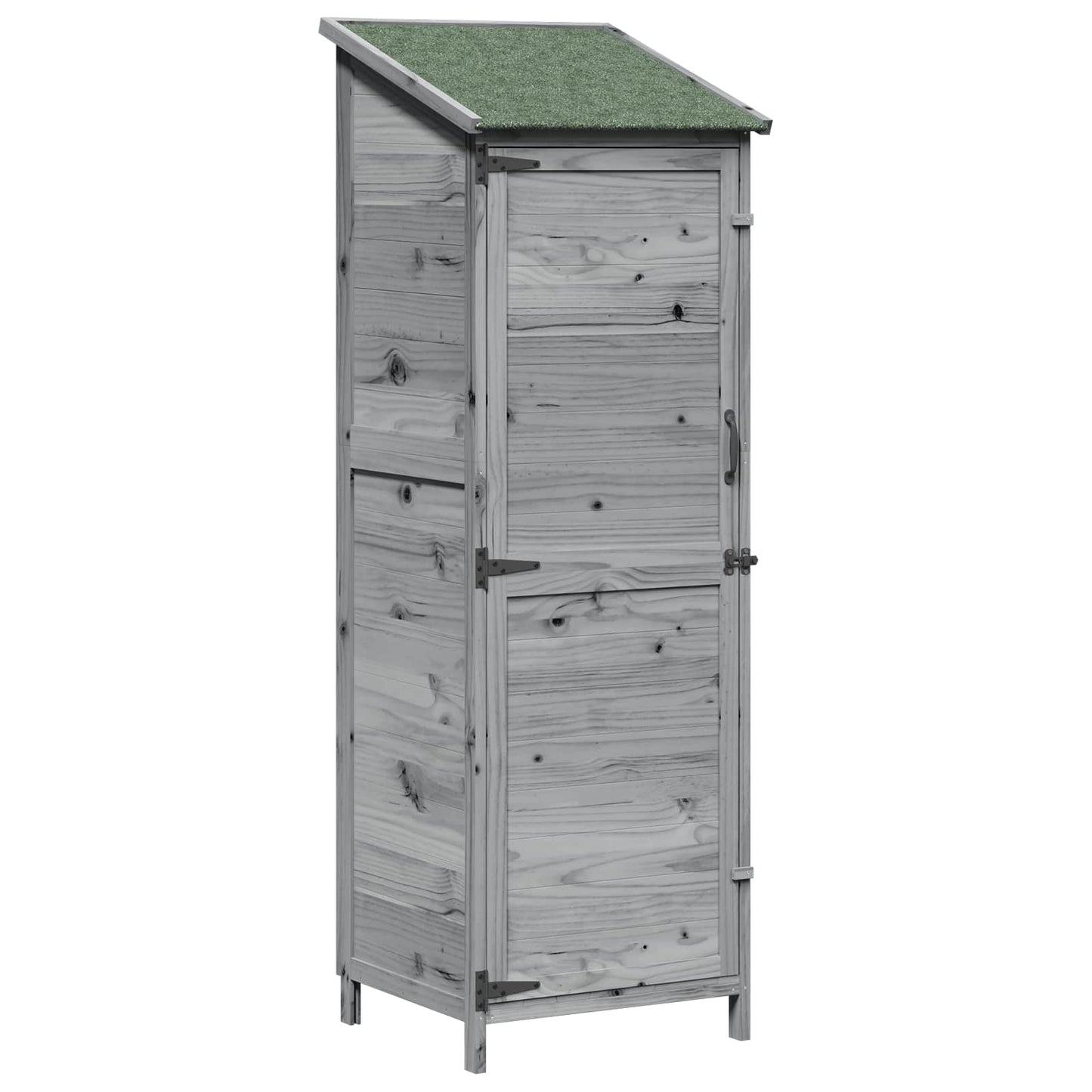 Garden Shed with Roof Grey 59.5 x 56 x 176.5 cm Solid Fir Wood