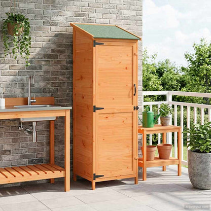 Garden Shed with Roof Brown 59.5 x 56 x 176.5 cm Solid Fir Wood