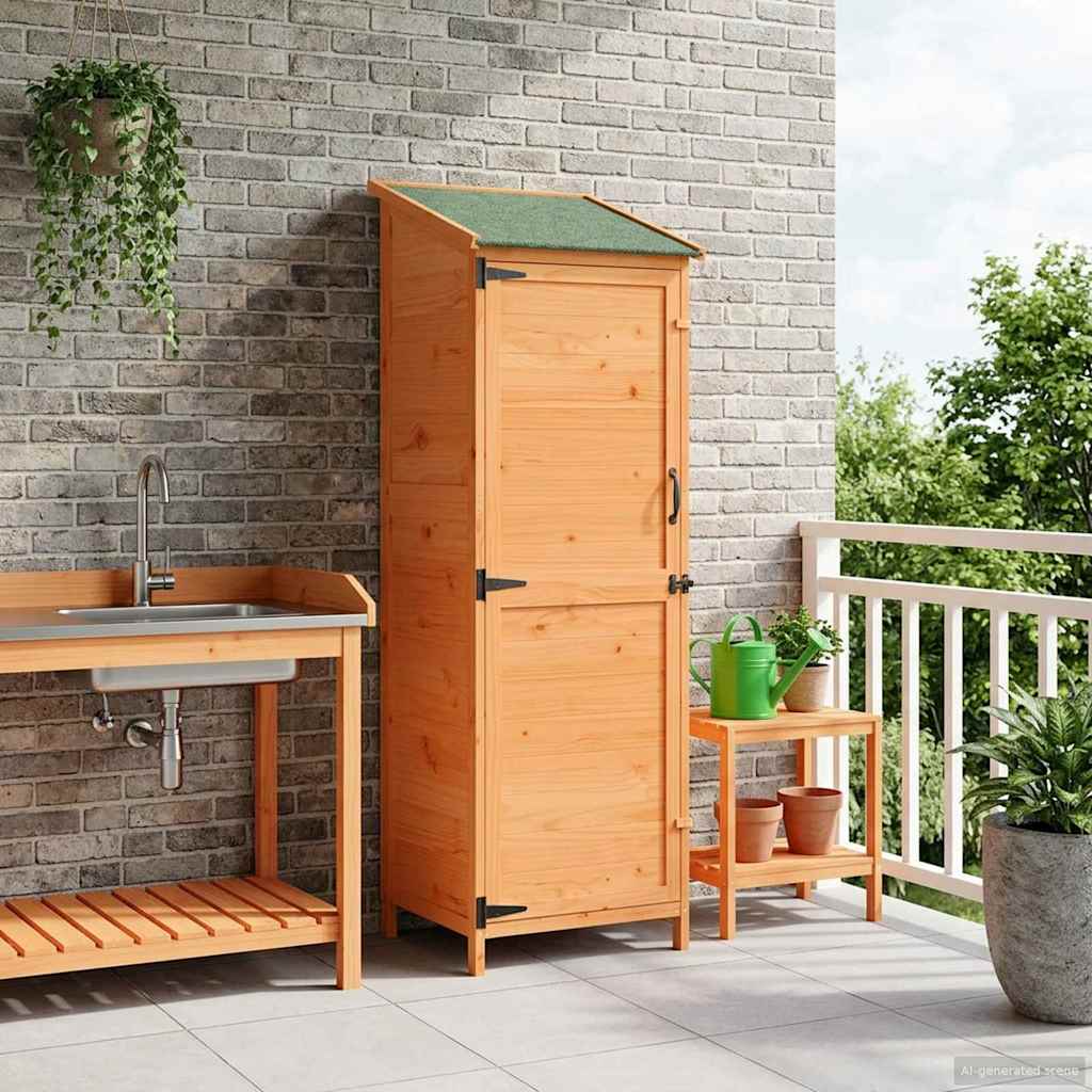 Garden Shed with Roof Brown 59.5 x 56 x 176.5 cm Solid Fir Wood