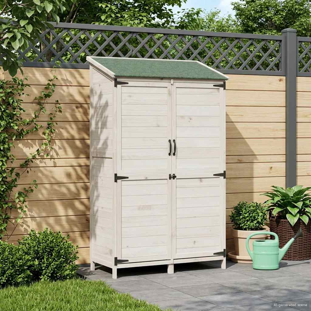 Garden Shed with Roof White 106.5 x 56 x 176 cm Solid Fir Wood