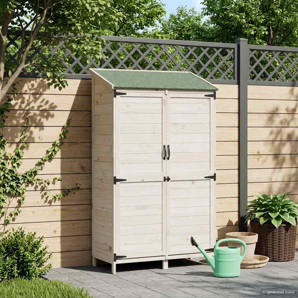 Garden Shed with Roof White 106.5 x 56 x 176 cm Solid Fir Wood