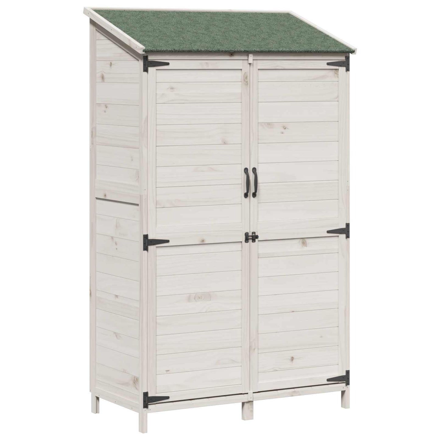 Garden Shed with Roof White 106.5 x 56 x 176 cm Solid Fir Wood