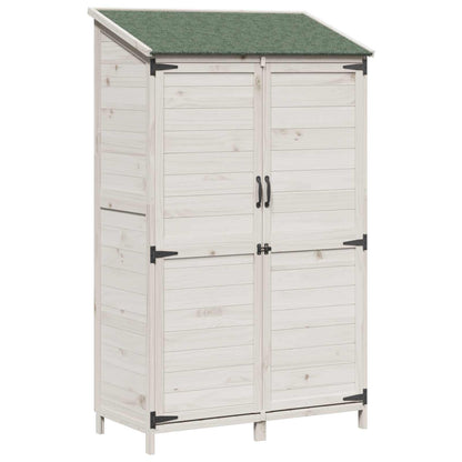Garden Shed with Roof White 106.5 x 56 x 176 cm Solid Fir Wood