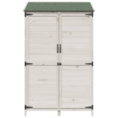 Garden Shed with Roof White 106.5 x 56 x 176 cm Solid Fir Wood