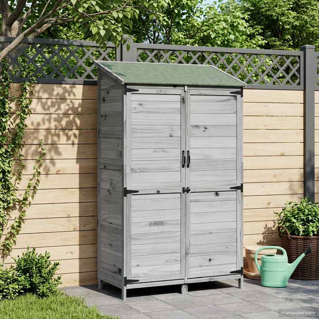 Garden Shed with Roof Grey 106.5 x 56 x 176 cm Solid Fir Wood
