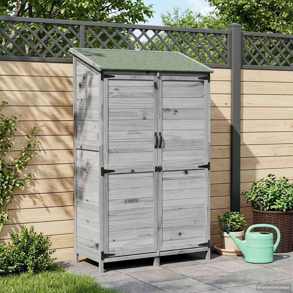 Garden Shed with Roof Grey 106.5 x 56 x 176 cm Solid Fir Wood