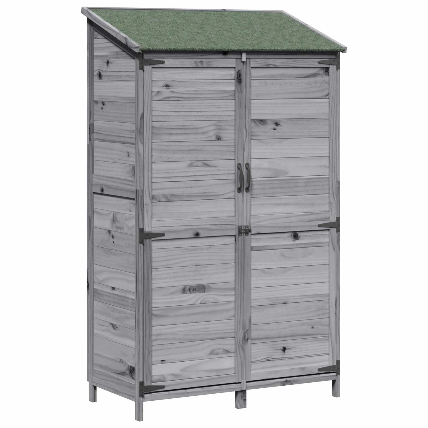 Garden Shed with Roof Grey 106.5 x 56 x 176 cm Solid Fir Wood