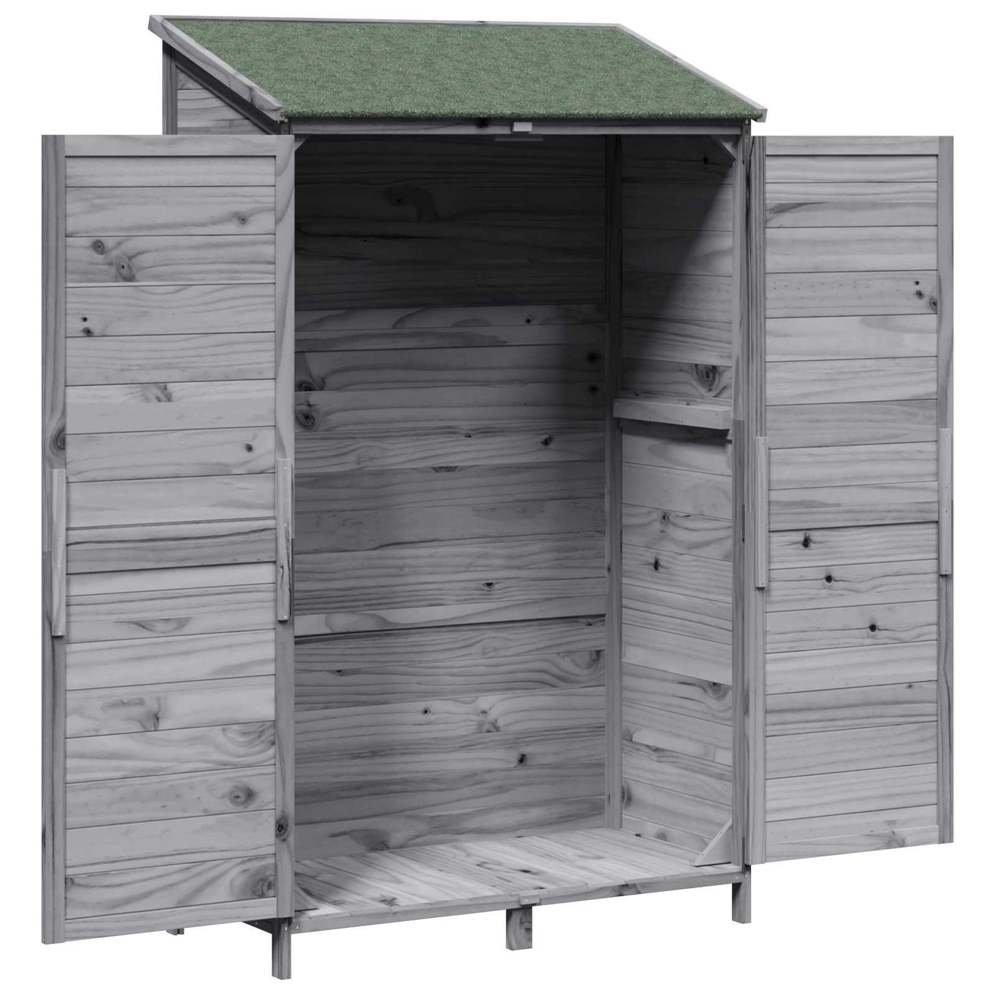 Garden Shed with Roof Grey 106.5 x 56 x 176 cm Solid Fir Wood