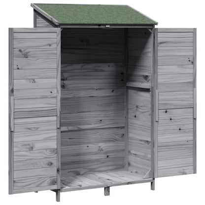 Garden Shed with Roof Grey 106.5 x 56 x 176 cm Solid Fir Wood