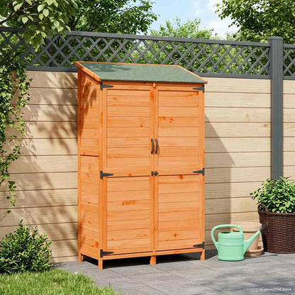 Garden Shed with Roof Brown 106.5 x 56 x 176 cm Solid Fir Wood