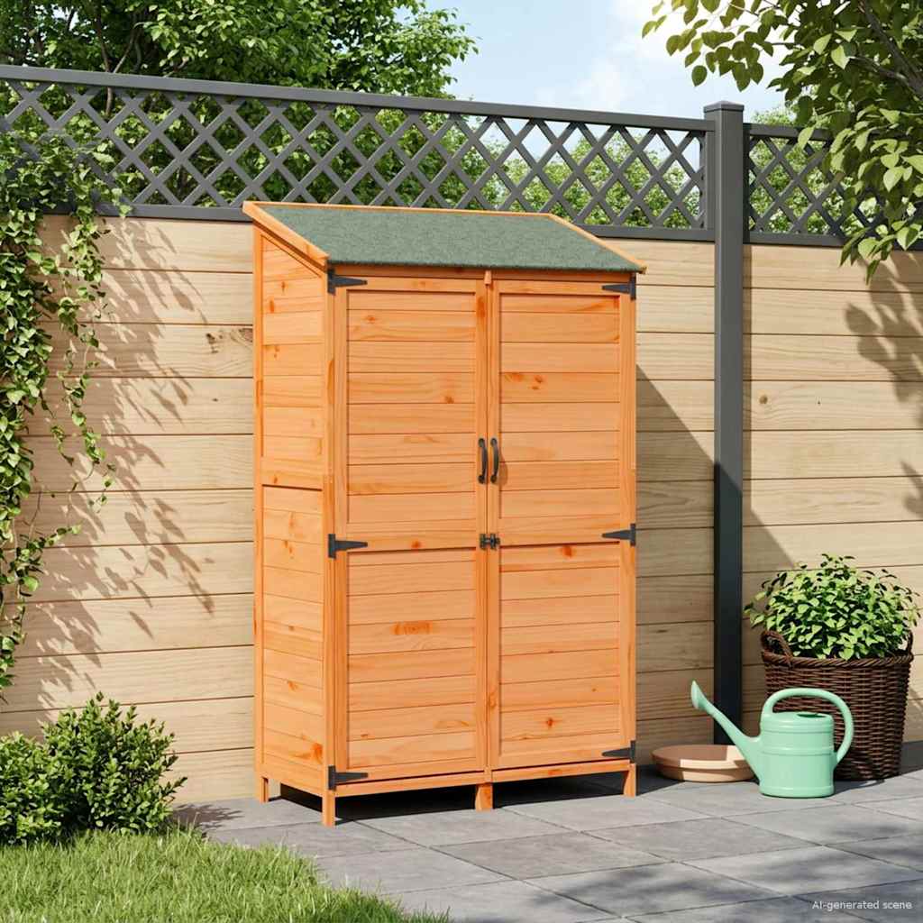 Garden Shed with Roof Brown 106.5 x 56 x 176 cm Solid Fir Wood