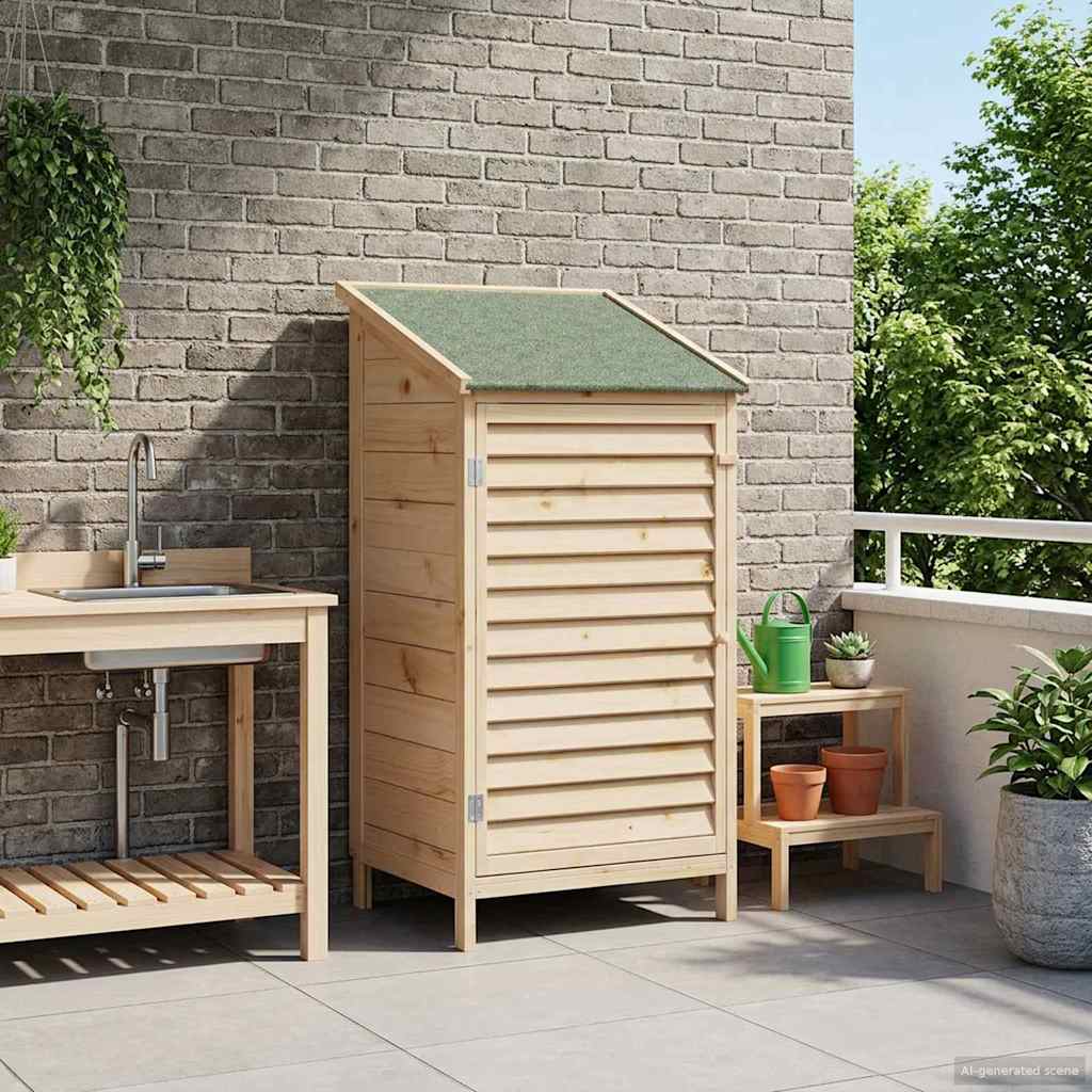 Garden Shed with Roof Natural 59 x 56 x 113.5 cm Solid Fir Wood