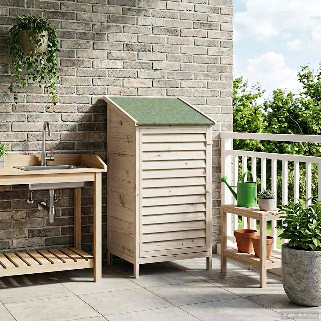 Garden Shed with Roof White 59 x 56 x 113.5 cm Solid Fir Wood