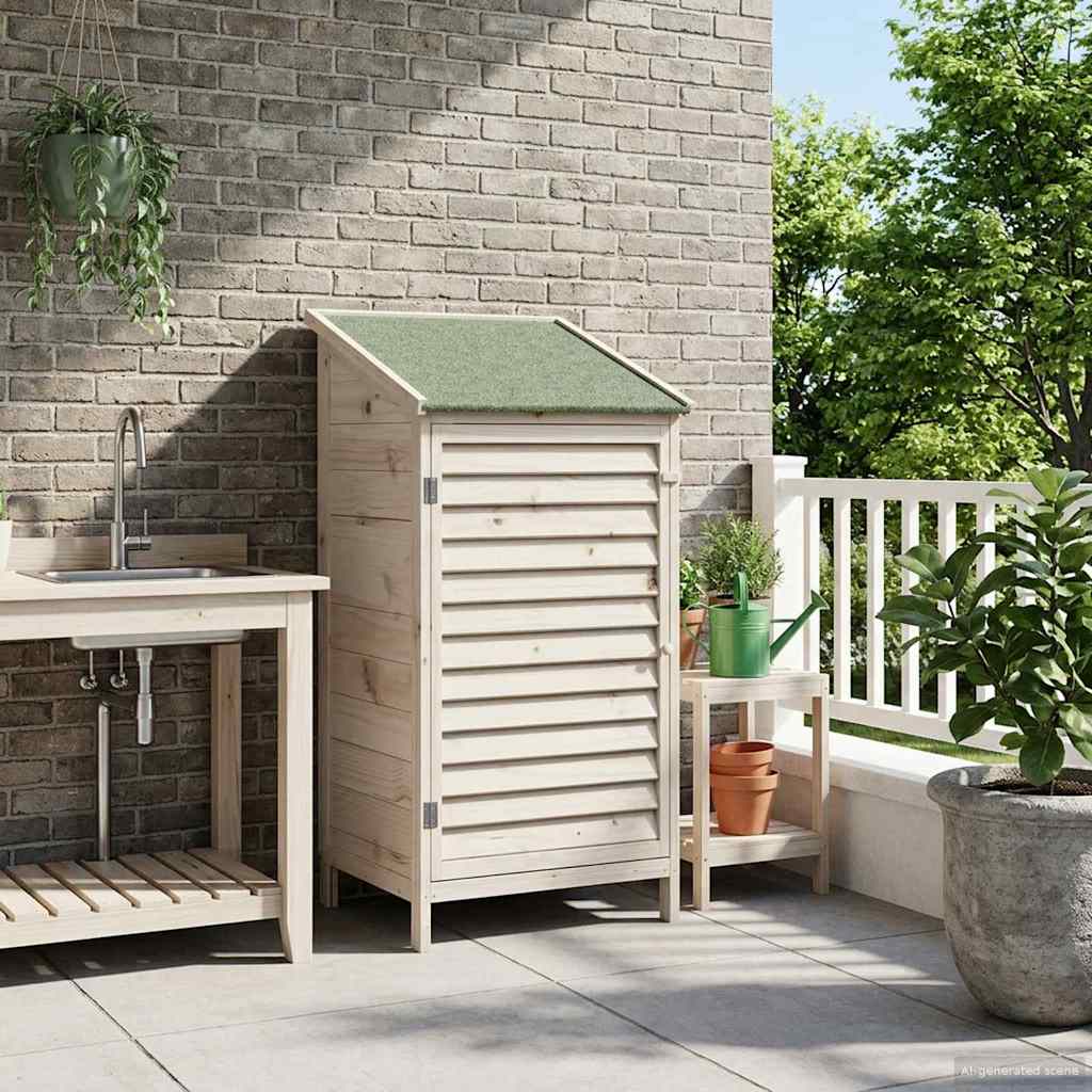 Garden Shed with Roof White 59 x 56 x 113.5 cm Solid Fir Wood
