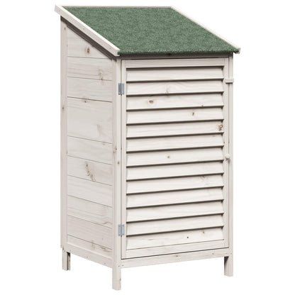Garden Shed with Roof White 59 x 56 x 113.5 cm Solid Fir Wood