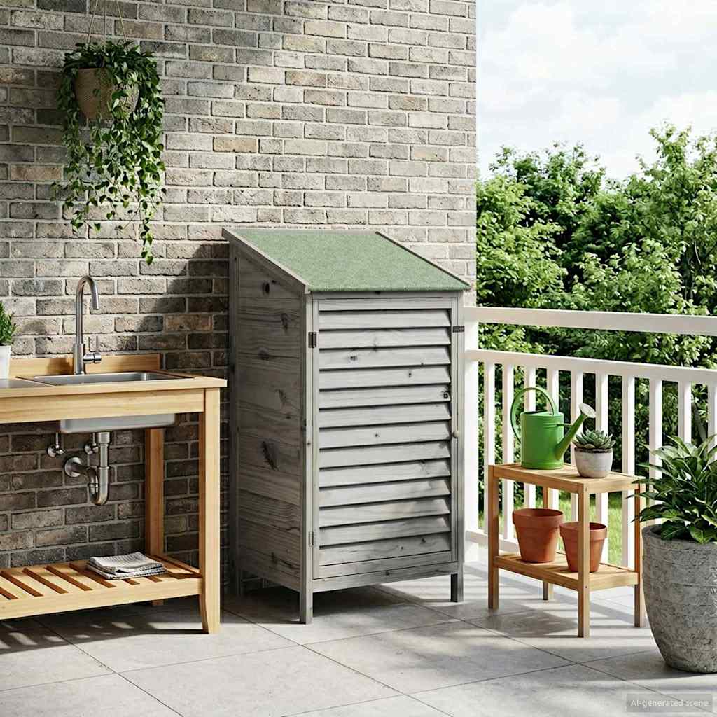 Garden Shed with Roof Grey 59 x 56 x 113.5 cm Solid Fir Wood