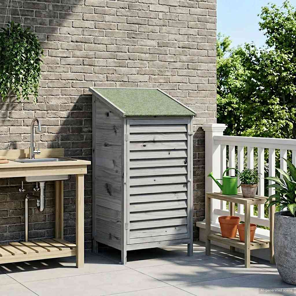 Garden Shed with Roof Grey 59 x 56 x 113.5 cm Solid Fir Wood