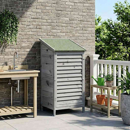 Garden Shed with Roof Grey 59 x 56 x 113.5 cm Solid Fir Wood