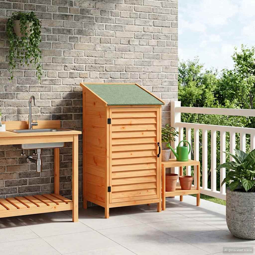 Garden Shed with Roof Brown 59 x 56 x 113.5 cm Solid Fir Wood