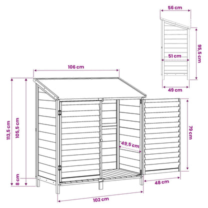 Garden Shed with Roof White 106 x 56 x 113.5 cm Solid Fir Wood