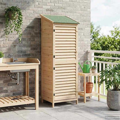 Garden Shed with Roof Natural 59 x 56 x 176 cm Solid Fir Wood