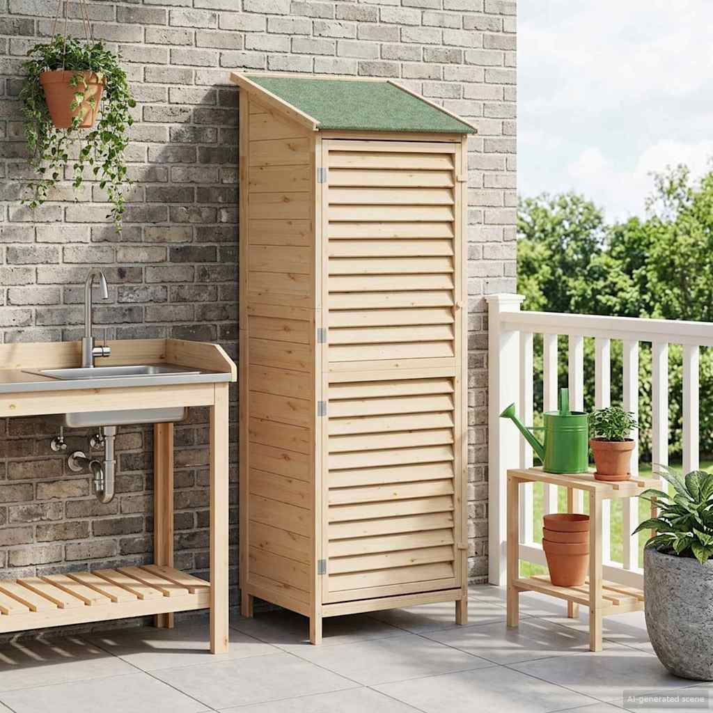 Garden Shed with Roof Natural 59 x 56 x 176 cm Solid Fir Wood