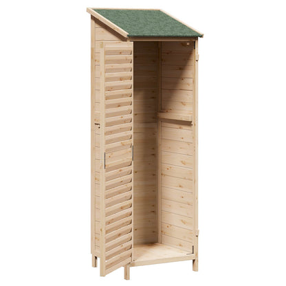Garden Shed with Roof Natural 59 x 56 x 176 cm Solid Fir Wood