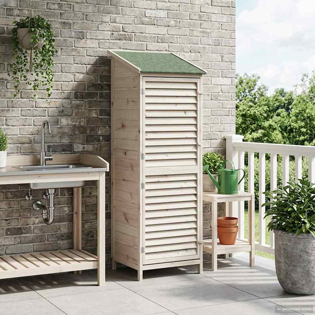 Garden Shed with Roof White 59 x 56 x 176 cm Solid Fir Wood
