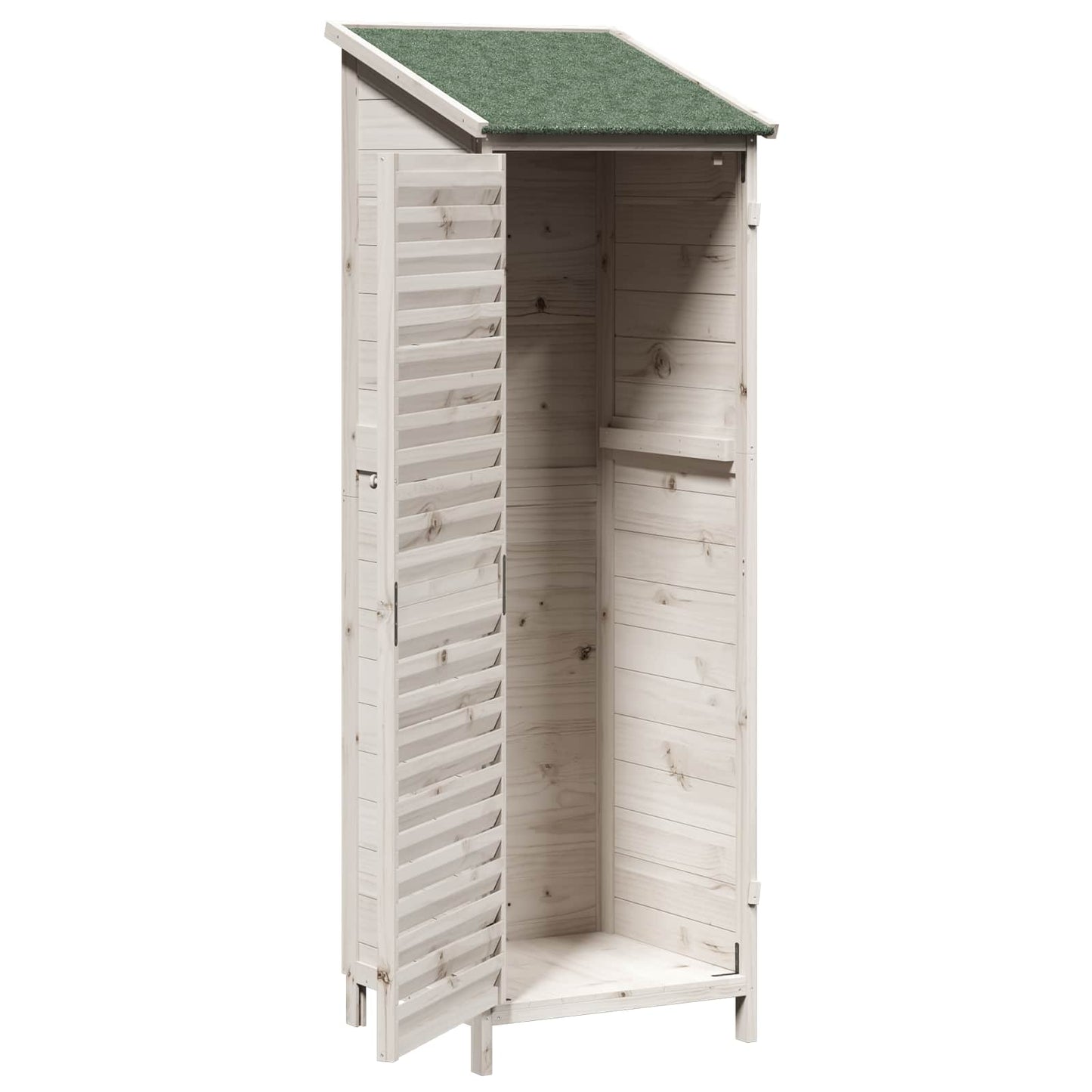 Garden Shed with Roof White 59 x 56 x 176 cm Solid Fir Wood