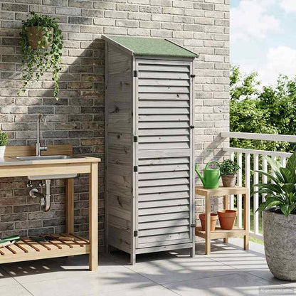 Garden Shed with Roof Grey 59 x 56 x 176 cm Solid Fir Wood