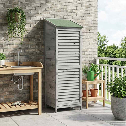 Garden Shed with Roof Grey 59 x 56 x 176 cm Solid Fir Wood