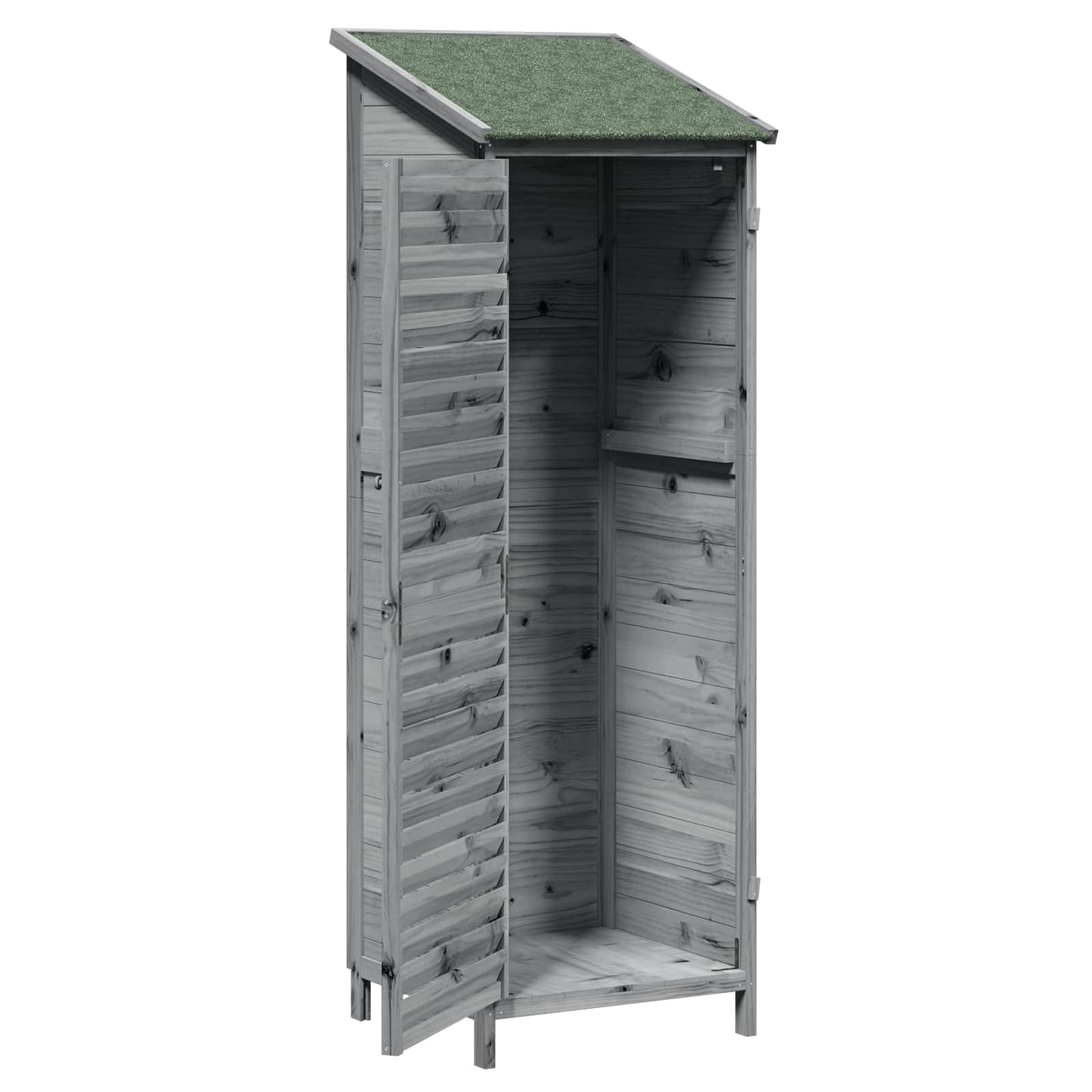 Garden Shed with Roof Grey 59 x 56 x 176 cm Solid Fir Wood