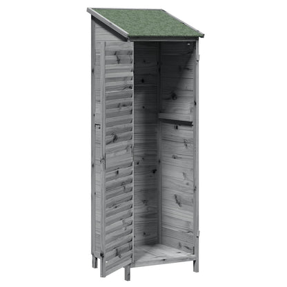Garden Shed with Roof Grey 59 x 56 x 176 cm Solid Fir Wood