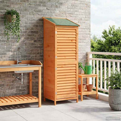Garden Shed with Roof Brown 59 x 56 x 176 cm Solid Fir Wood