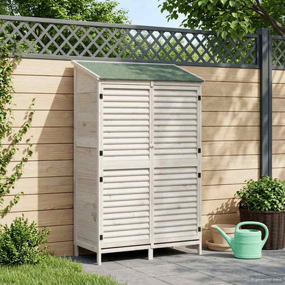 Garden Shed with Roof White 106 x 56 x 176.5 cm Solid Fir Wood