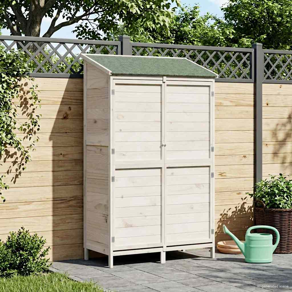 Garden Shed with Roof White 106 x 56 x 176.5 cm Solid Fir Wood