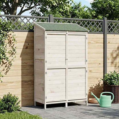 Garden Shed with Roof White 106 x 56 x 176.5 cm Solid Fir Wood