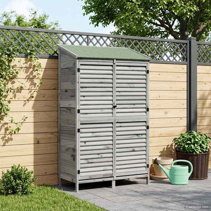 Garden Shed with Roof Grey 106 x 56 x 176.5 cm Solid Fir Wood