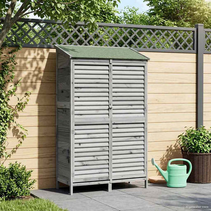 Garden Shed with Roof Grey 106 x 56 x 176.5 cm Solid Fir Wood