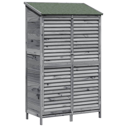 Garden Shed with Roof Grey 106 x 56 x 176.5 cm Solid Fir Wood