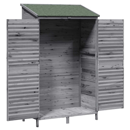 Garden Shed with Roof Grey 106 x 56 x 176.5 cm Solid Fir Wood