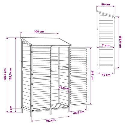 Garden Shed with Roof Brown 106 x 56 x 176.5 cm Solid Fir Wood