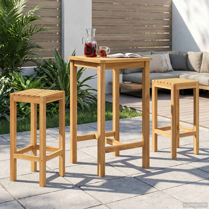 Outdoor Bar Set 3 pcs Untreated Solid Teak Wood