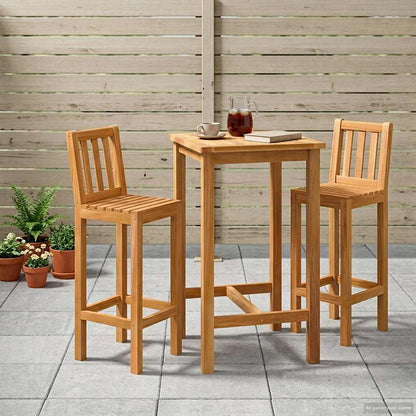 Outdoor Bar Set 3 pcs Untreated Solid Teak Wood