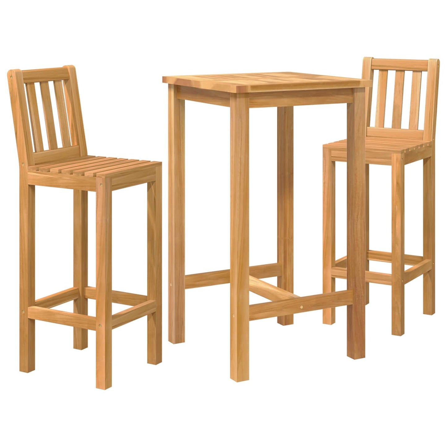 Outdoor Bar Set 3 pcs Untreated Solid Teak Wood