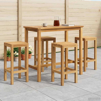 Outdoor Bar Set 5 pcs Untreated Solid Teak Wood