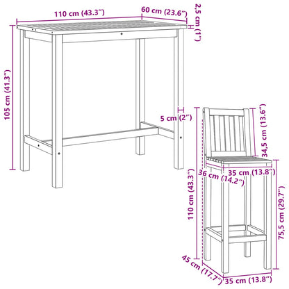 Outdoor Bar Set 5 pcs Untreated Solid Teak Wood