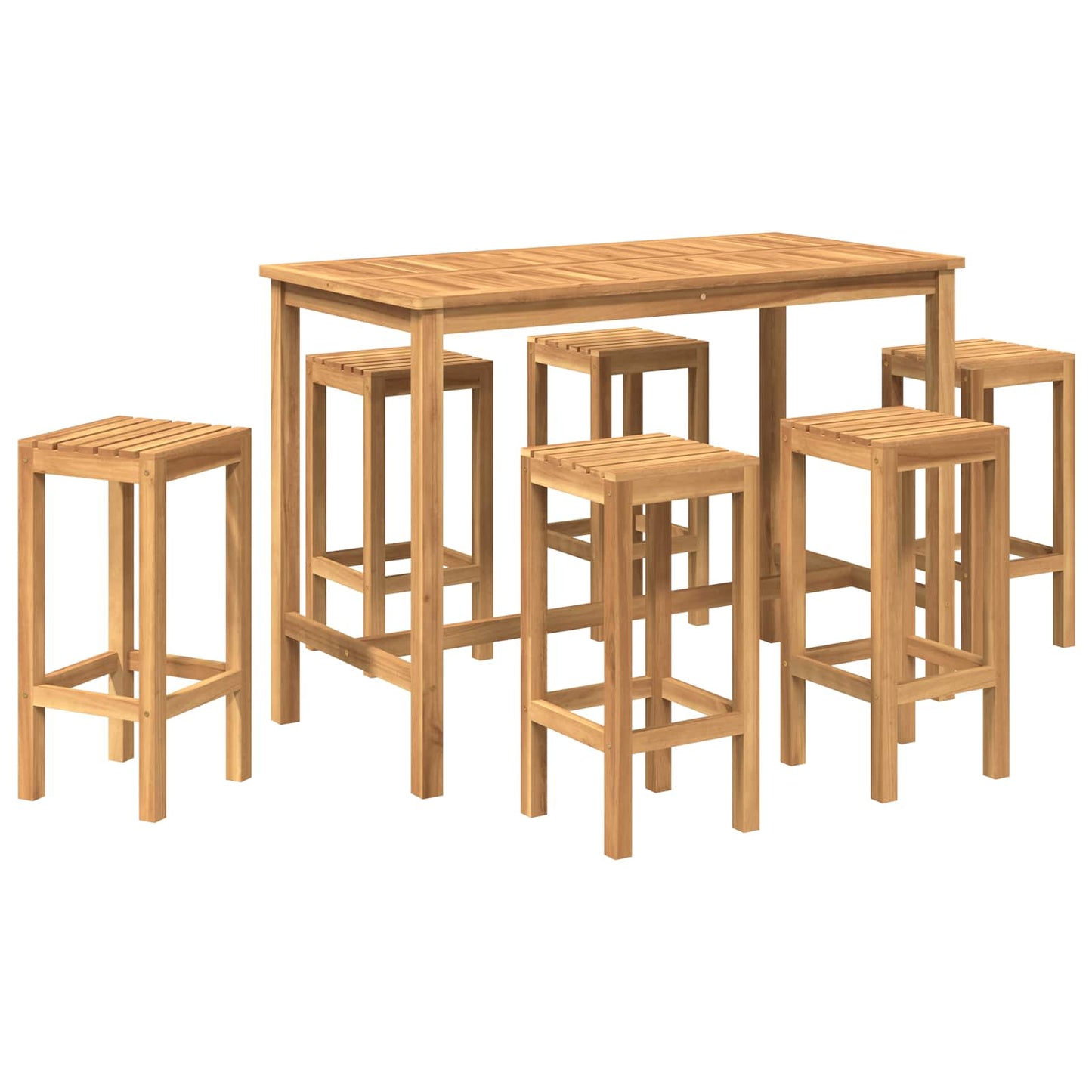 Outdoor Bar Set 7 pcs Natural Solid Teak Wood