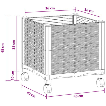Garden Planter with Wheels Light Grey 40 x 40 x 48 cm PP