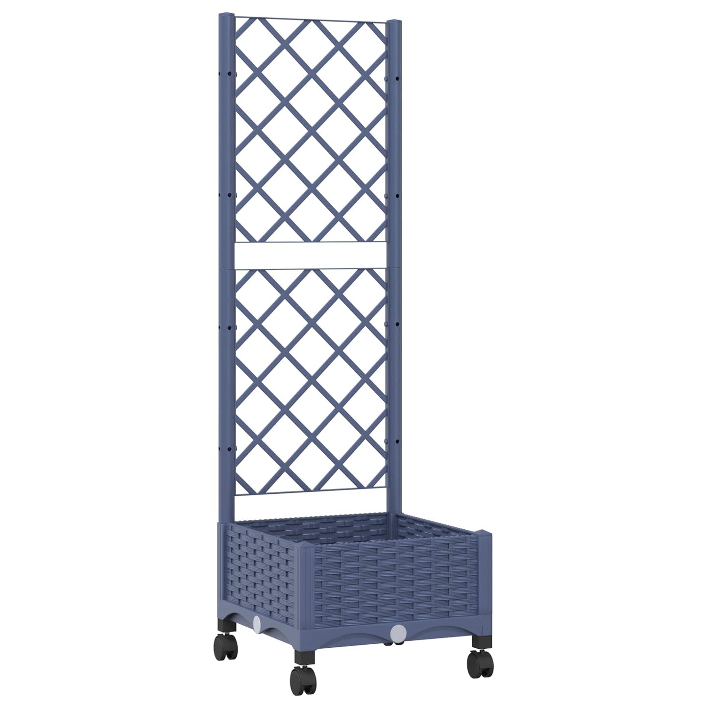 Garden Planter with Trellis&Wheels Blue Grey 40 x 40 x 131.5 cm